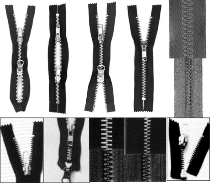 Collection of various black zippers showcasing different styles and designs,