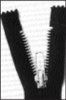 Close-up of an unzipped black zipper, showing the teeth and slider. The image highlights the functionality of zippers in clothing and accessories.