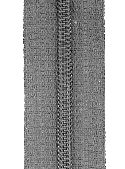 Close-up of a zipper joined in the center, showcasing its teeth and fabric design. Relevant for discussions about clothing construction or repair.