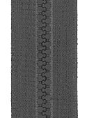 Close-up of a black fabric detail featuring a textured pattern and a geometric design in the center